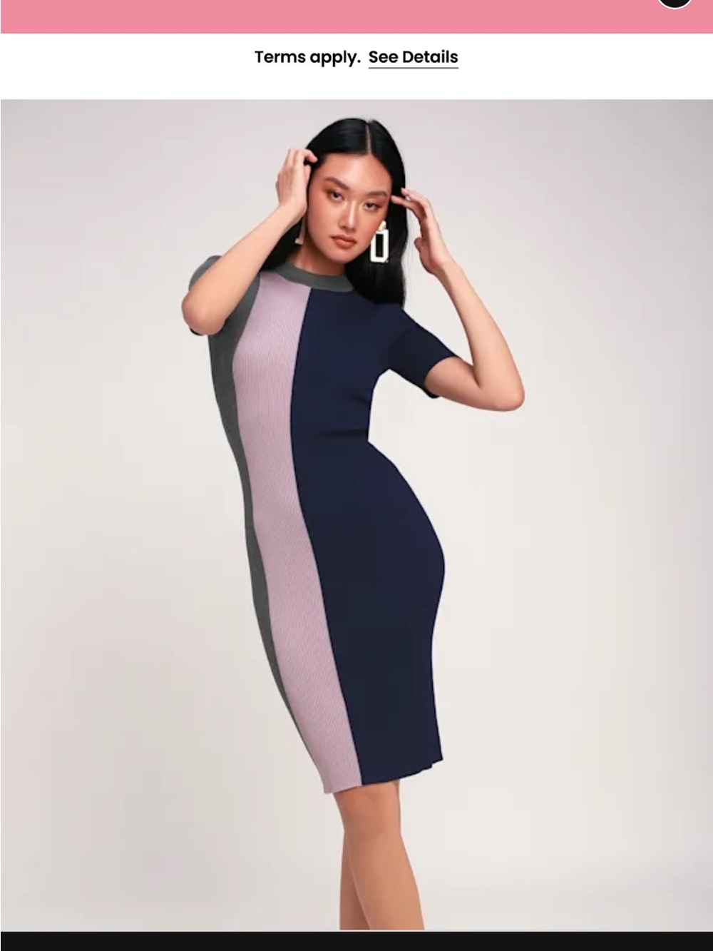 Lulu's Navy, Lavender & Gray Colorblock Midi Dress